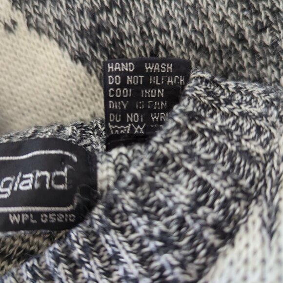 Vintage‎ Peter England Geometric Pattern gray white Acrylic Wool Mens sweater L - Picture 7 of 14